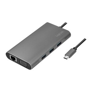 Logilink Dockingstation USB 3.2 Gen1,USB-C, 10-Port,PD,silb.