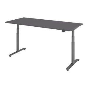 HAMMERBACHER VXDLR19 elektrisch höhenverstellbarer Schreibtisch grafit rechteckig, T-Fuß-Gestell grau 180,0 x 80,0 cm