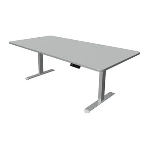 Kerkmann Move 3 Premium elektrisch höhenverstellbarer Schreibtisch lichtgrau rechteckig, T-Fuß-Gestell silber 160,0 x 80,0 cm