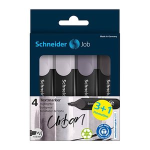 3 + 1 GRATIS: Schneider Job Textmarker farbsortiert, 3 St. + GRATIS 1 St.