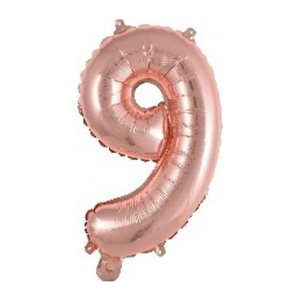 amscan® Folienballon Mini, Zahl 9 rosé, 1 St.