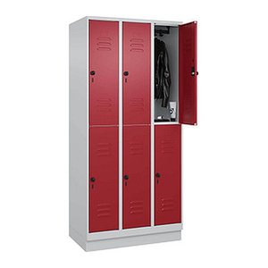CP Spind Classic PLUS lichtgrau, rubinrot 080320-30 S10001, 6 Schließfächer 90,0 x 50,0 x 195,0 cm