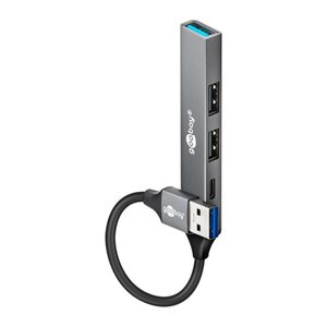 goobay USB-Hub Slim 4-fach grau