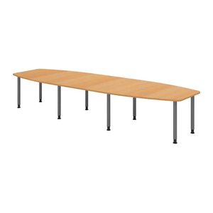 HAMMERBACHER Konferenztisch KT40C buche Tonnenform, Rundrohr grau, 400,0 x 85,0/130,0 x 72,0 - 74,0 cm