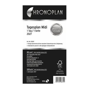 CHRONOPLAN Kalendereinlage 2027 Tagesplan Midi (9,6 x 17,2 cm)