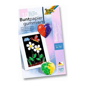 folia Buntpapier gummiert farbsortiert 80 g/qm 10 Blatt