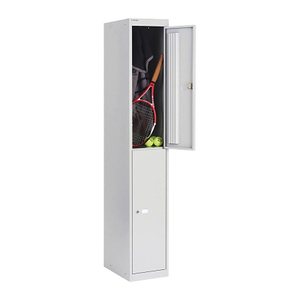 BISLEY Spind lichtgrau CLK182645, 2 Schließfächer 30,5 x 45,7 x 180,2 cm