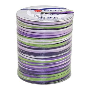 PRÄSENT Geschenkband Raffia matt lila/grün/weiß 3,0 mm x 50,0 m