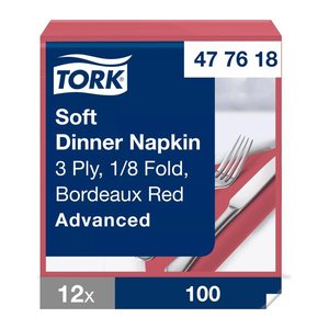 TORK Servietten Soft Dinner Advanced bordeaux 3-lagig 39,0 x 39,5 cm, 100 St.