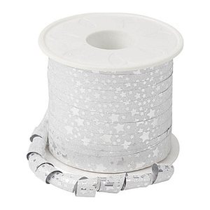 PRÄSENT Geschenkband Glitter Star mattglänzend silber 10,0 mm x 100,0 m