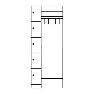 CP Garderobe mit Schließfächern lichtgrau 80700-00 S10000, 5 Schließfächer 74,0 x 48,0 x 195,0 cm
