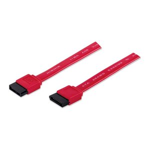MANHATTAN SATA-Kabel St/St geschirmt 0.5m rot