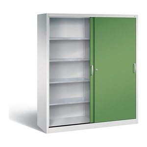 CP Stahlschrank 2159-00 S10113 lichtgrau, rededagrün 4 Fachböden 160,0 x 50,0 x 195,0 cm, aufgebaut, 1 St.