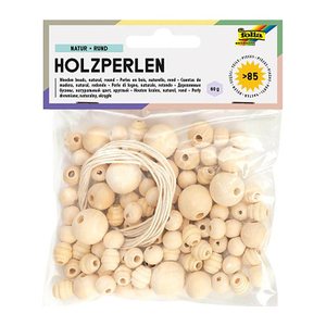 folia Bastelset Holzperlen natur braun