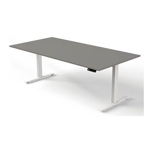 Kerkmann Move 3 elektrisch höhenverstellbarer Schreibtisch grafit rechteckig, T-Fuß-Gestell weiß 200,0 x 100,0 cm