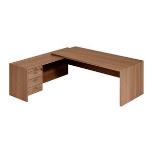 Quadrifoglio T45 Schreibtisch nussbaum L-Form, Wangen-Gestell nussbaum 220,0 x 194,0 cm