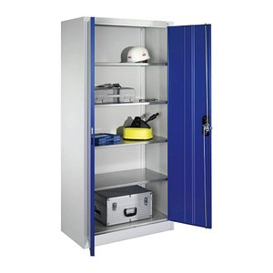 CP Stahlschrank 08921-00 S10109 lichtgrau, enzianblau 4 Fachböden 93,0 x 50,0 x 195,0 cm, aufgebaut, 1 St.