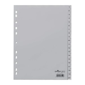 DURABLE Ordnerregister DIN A4 Vollformat 1-20 grau 20-teilig, 1 Satz