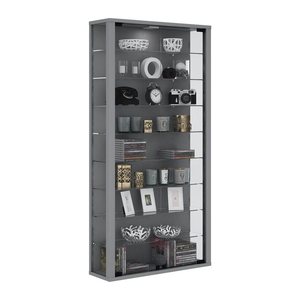 VCM my home Vitrosa Maxi Vitrine silber 8 Fachböden mit Beleuchtung