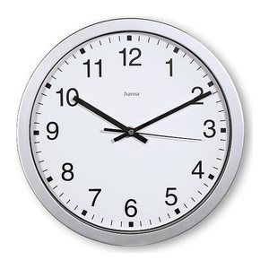 hama Wanduhr Mallorca weiß silber Kunststoff, Ø 30,0 cm