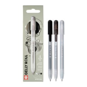 Sakura Gelly Roll Retractable Classic Gelschreiber transparent 0,45 mm, Schreibfarbe: farbsortiert, 3 St.
