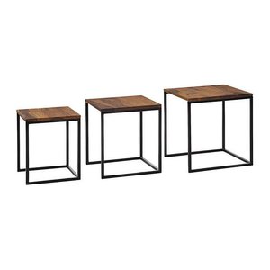 WOHNLING Beistelltische-Set quadratisch Massivholz sheesham, 1 Set