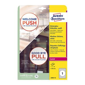 AVERY Zweckform Hinterglasaufkleber L9003-10 weiß 200,0 x 200,0 mm, 10 Blatt