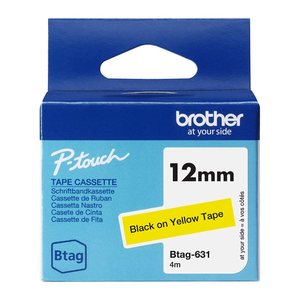 brother Schriftband Btag BTAG631, 12 mm, schwarz auf gelb, 1 St.