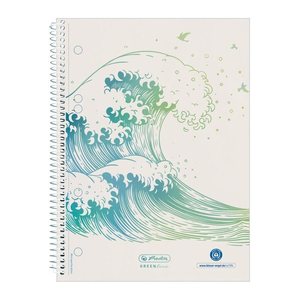 Herlitz Spiralblock A5 70 Bl. kariert GREENline Welle