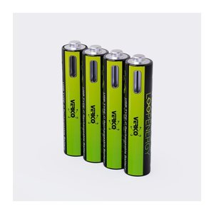 VERICO USB-Akkus mit Ladekabel LoopEnergy AAA900 Li-Ion Micro AAA 600 mAh, 4 St.