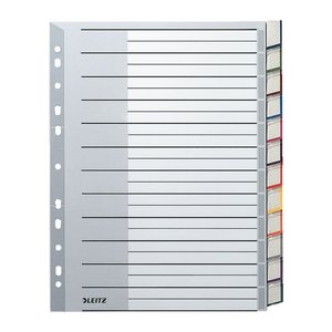 LEITZ Ordnerregister 1274 DIN A4 Vollformat, Überbreite blanko grau 12-teilig, 1 Satz