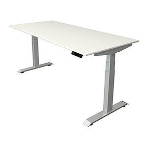 Kerkmann Move 4 elektrisch höhenverstellbarer Schreibtisch weiß rechteckig, T-Fuß-Gestell silber 180,0 x 80,0 cm