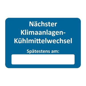 EICHNER Aufkleber Nächster Klimaanlagen-Kühlmittelwechse, blau/weiß 6,0 x 4,0 cm, 250 St.
