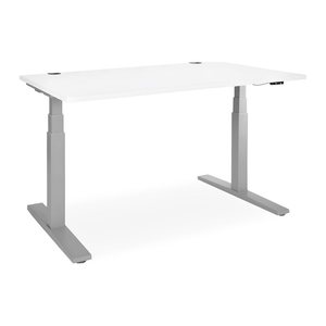 Elektrisch höhenverstellbarer Schreibtisch – Gestell Grau (1600 x 800 mm, Platte Weiß)