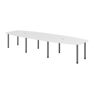 HAMMERBACHER Konferenztisch KT40C weiß Tonnenform, Rundrohr grau, 400,0 x 85,0/130,0 x 72,0 - 74,0 cm