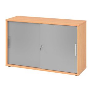 HAMMERBACHER Schiebetürenschrank, V1752S/6/S/RE buche, silber 1 Fachboden 120,0 x 40,0 x 74,8 cm