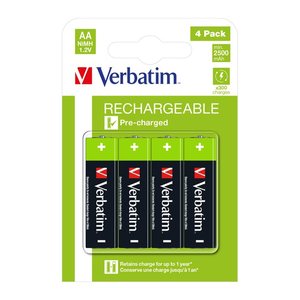 Verbatim Akkus AA HR6 NiMH wiederaufladbar 4er Pack