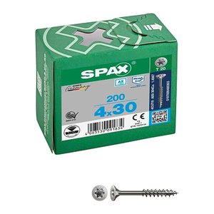 SPAX® Universalschrauben T20 Senkkopf Edelstahl A2 0197000400303 4 mm x 30 mm, 200 St.