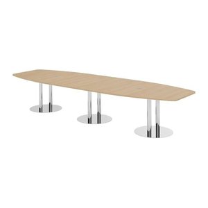 HAMMERBACHER Konferenztisch KT40S eiche Tonnenform, Rundrohr chrom, 400,0 x 85,0 - 130,0 x 74,0 cm