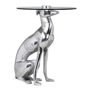 WOHNLING Beistelltisch rund Glas silber 40,0 x 40,0 x 50,0 cm, 1 St.
