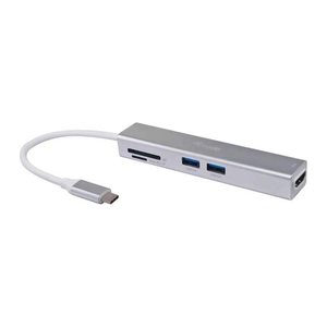 Equip Adapter USB-C->HDMI/2xUSB3.0/SD/TF 4K/ 30Hz 0.15m Alu.
