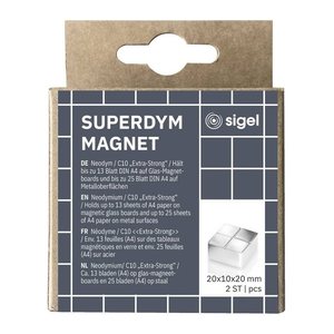 SIGEL C10 "Extra-Strong" Magnete silber, Metall 2,0 x 1,0 x 2,0 cm, 2 St.