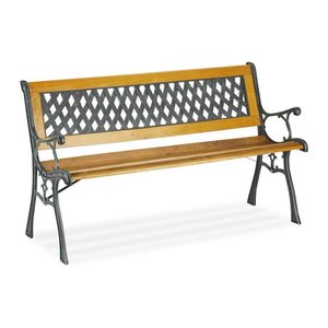 relaxdays Gartenbank 10036069_0 hellbraun/schwarz Metall 125,0 cm