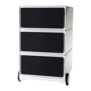 PAPERFLOW easyBox Rollcontainer weiß, schwarz 3 Auszüge 39,0 x 43,6 x 64,2 cm