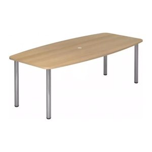 HAMMERBACHER Konferenztisch KT22C eiche Tonnenform, Rundrohr chrom, 220,0 x 83,0/103,0 x 72,0 - 74,0 cm