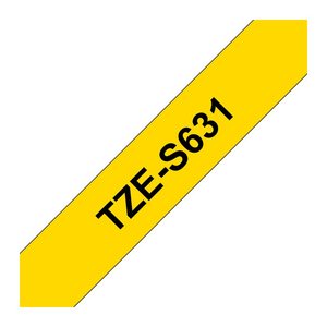 brother Schriftband TZe-S631 TZES631, 12 mm, schwarz auf gelb, 1 St.