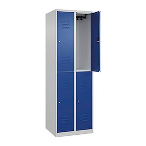 CP Spind Classic Plus lichtgrau, enzianblau 080300-20 S10055, 4 Schließfächer 60,0 x 50,0 x 185,0 cm