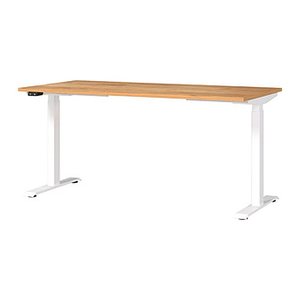 GERMANIA JET höhenverstellbarer Schreibtisch navarra-eiche rechteckig, T-Fuß-Gestell weiß 160,0 x 80,0 cm