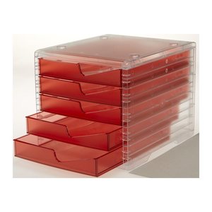 styro Schubladenbox styroswingbox light  cranberry 275-8430.22224, DIN A4 mit 5 Schubladen, 1 St.