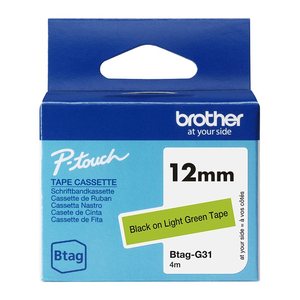 brother Schriftband Btag BTAGG31, 12 mm, schwarz auf grün, 1 St.
